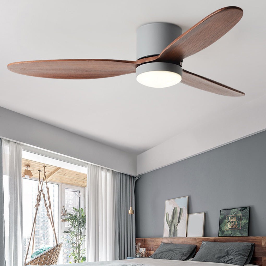 52 Inch Modern Nordic LED Ceiling Fan with Silent Inverter Motor and Adjustable Light