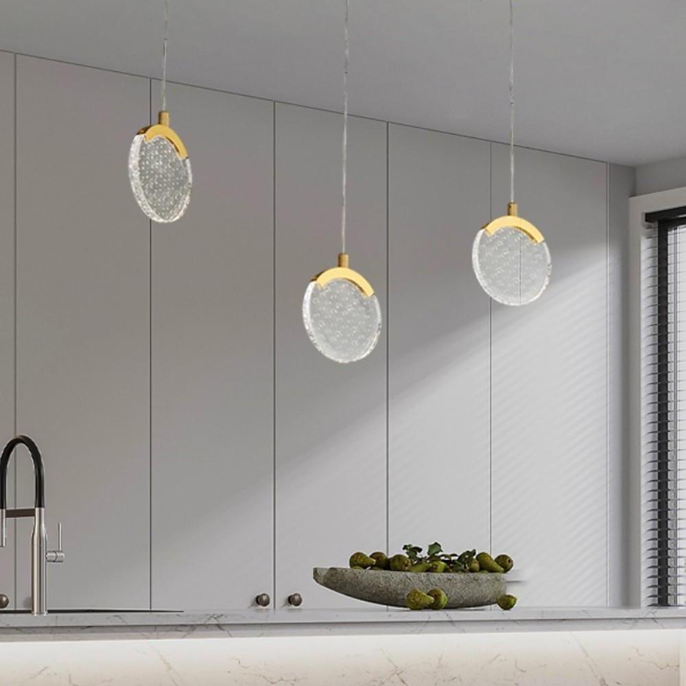 Nordic Geometric Acrylic Copper LED Pendant Light Modern Circular Hanging Ceiling Fixture