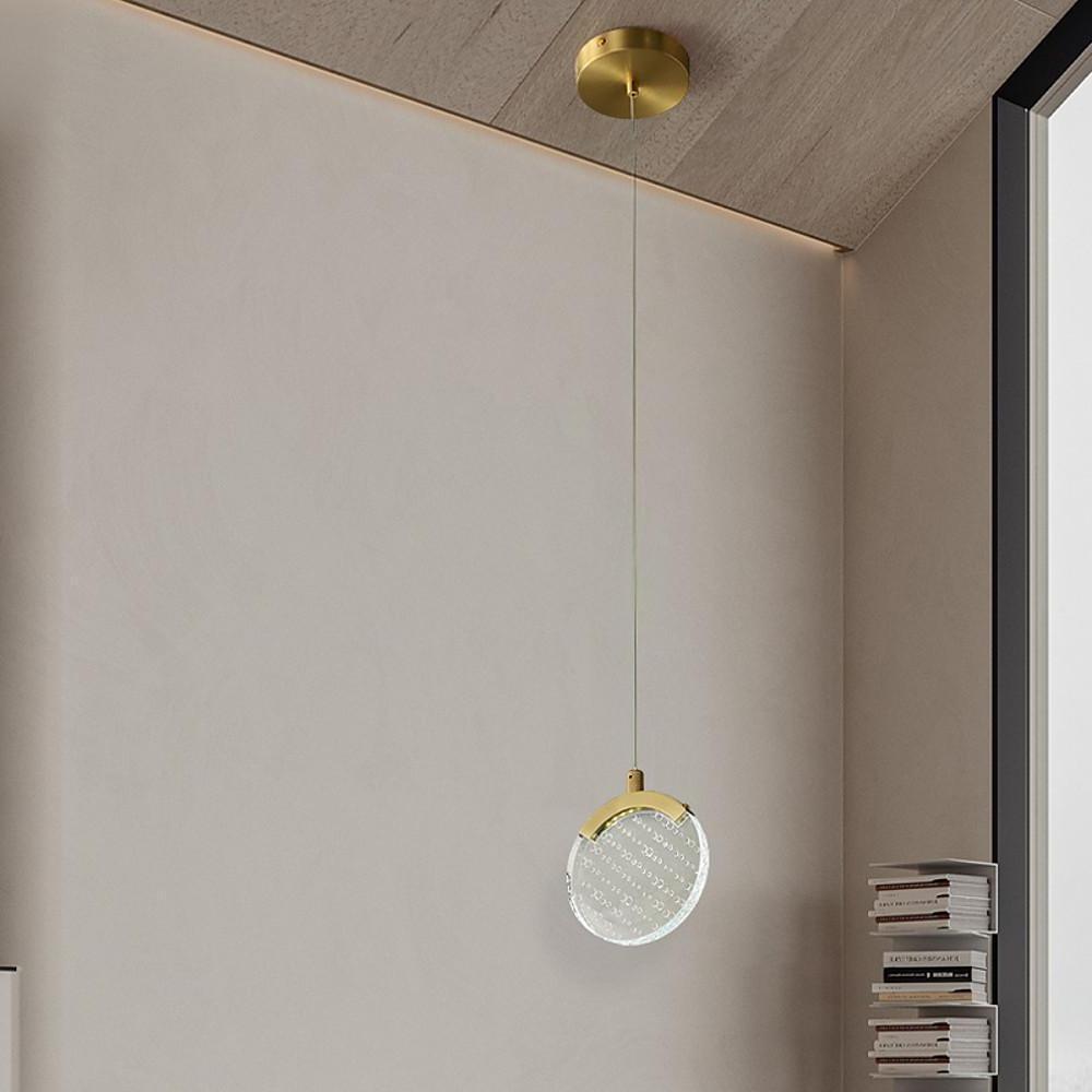 Nordic Geometric Acrylic Copper LED Pendant Light Modern Circular Hanging Ceiling Fixture