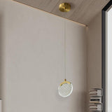 Nordic Geometric Acrylic Copper LED Pendant Light Modern Circular Hanging Ceiling Fixture