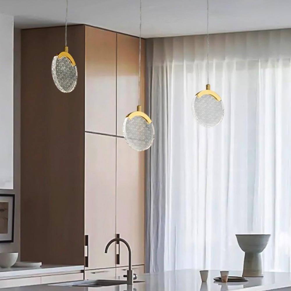 Nordic Geometric Acrylic Copper LED Pendant Light Modern Circular Hanging Ceiling Fixture
