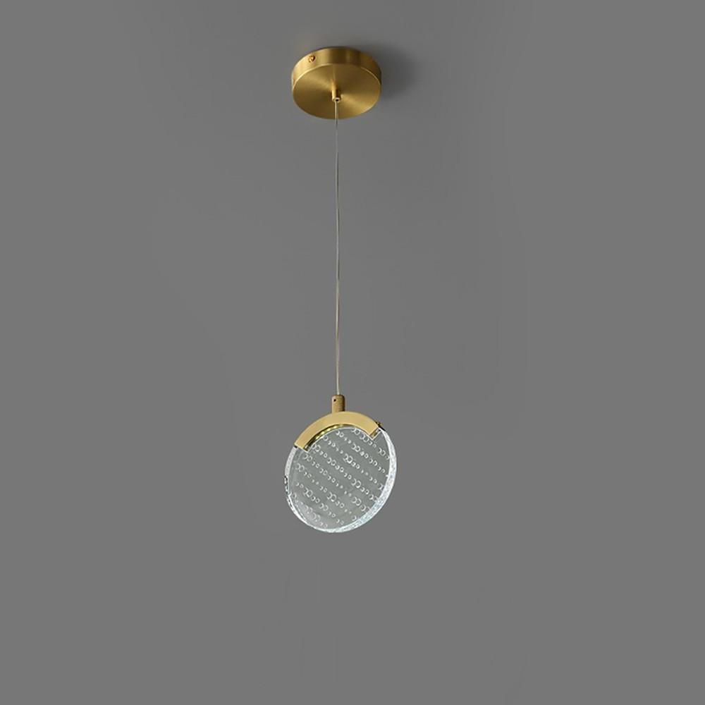 Nordic Geometric Acrylic Copper LED Pendant Light Modern Circular Hanging Ceiling Fixture