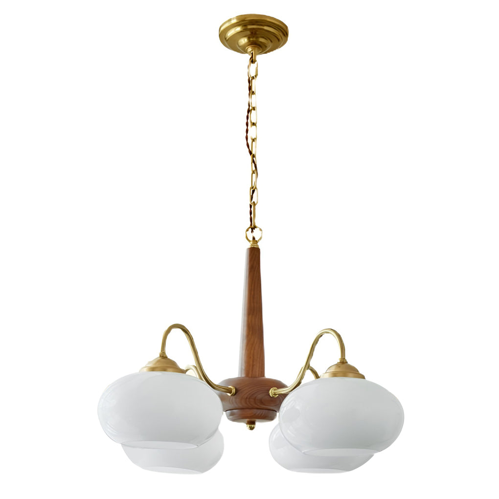 Nordic Glass and Wood Chandelier E27 LED Hanging Ceiling Light for Living Room and Bedroom
