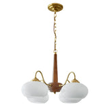 Nordic Glass and Wood Chandelier E27 LED Hanging Ceiling Light for Living Room and Bedroom
