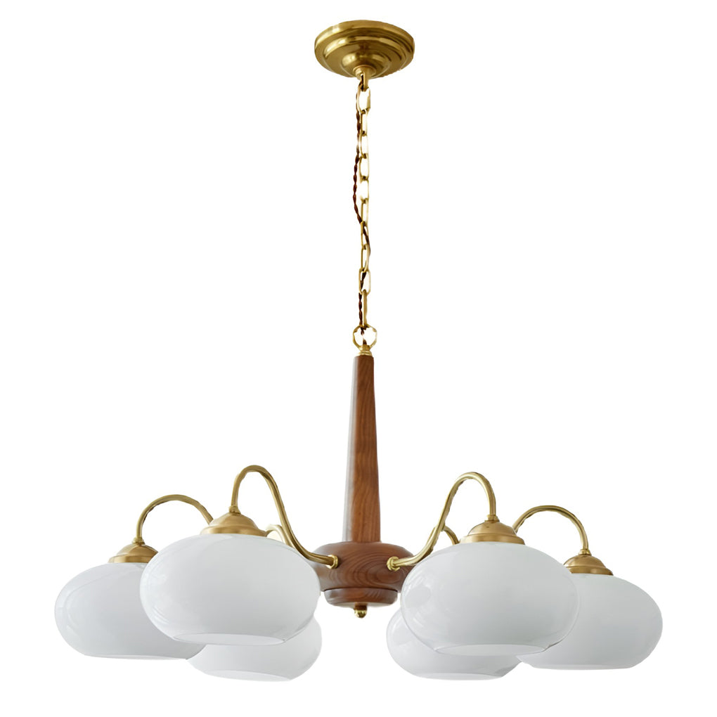 Nordic Glass and Wood Chandelier E27 LED Hanging Ceiling Light for Living Room and Bedroom