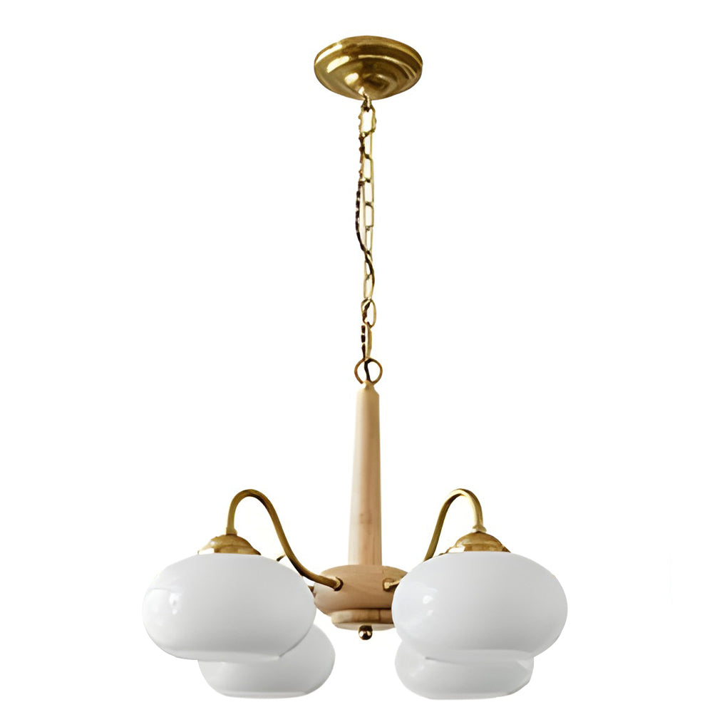 Nordic Glass and Wood Chandelier E27 LED Hanging Ceiling Light for Living Room and Bedroom