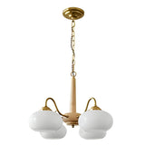 Nordic Glass and Wood Chandelier E27 LED Hanging Ceiling Light for Living Room and Bedroom