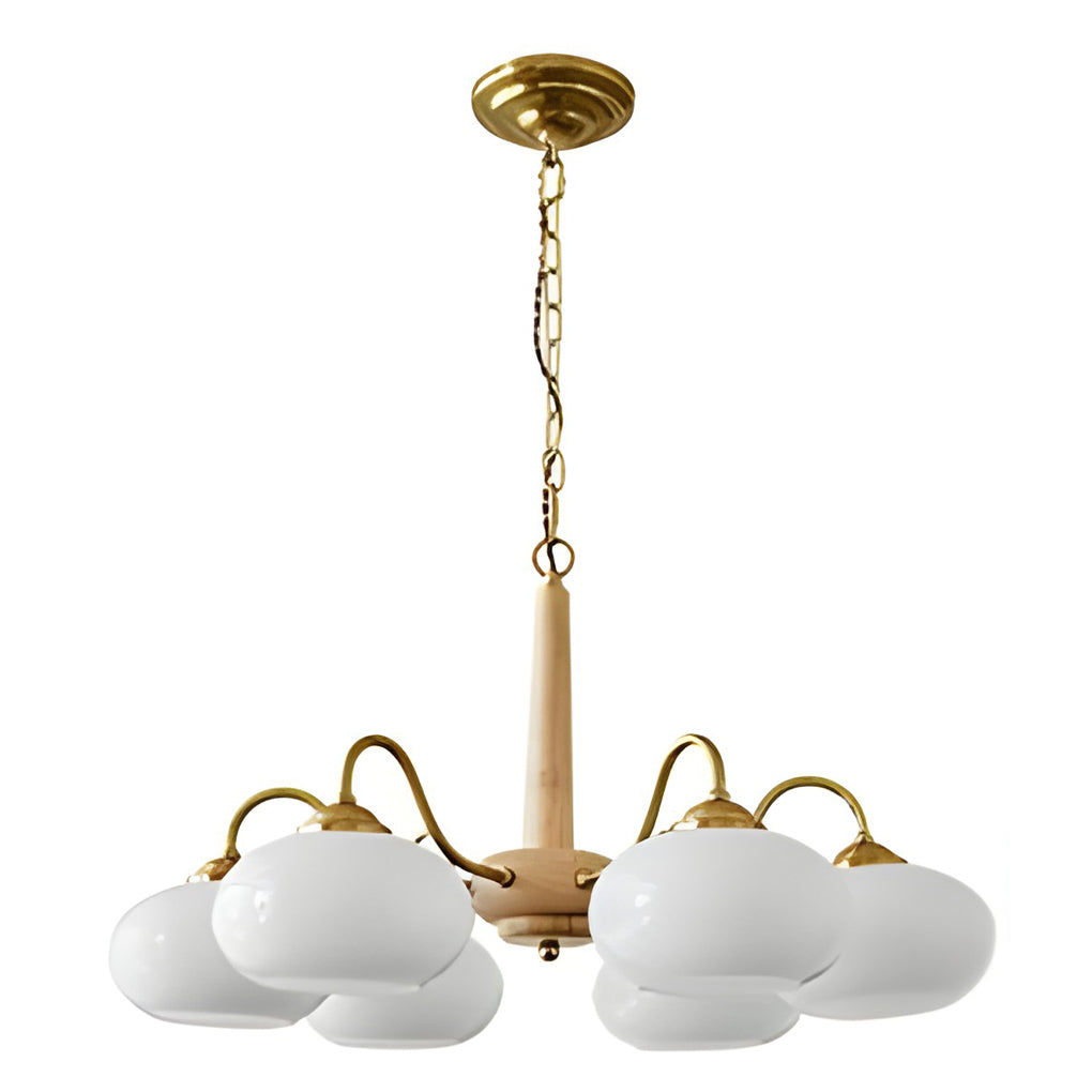 Nordic Glass and Wood Chandelier E27 LED Hanging Ceiling Light for Living Room and Bedroom