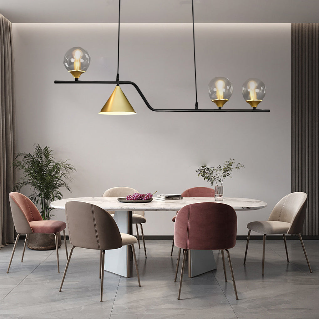 Nordic Glass Bubble LED Chandelier Modern Strip Cone Iron Pendant Light for Dining Room