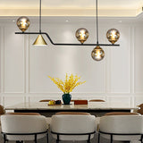 Nordic Glass Bubble LED Chandelier Modern Strip Cone Iron Pendant Light for Dining Room