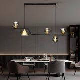 Nordic Glass Bubble LED Chandelier Modern Strip Cone Iron Pendant Light for Dining Room