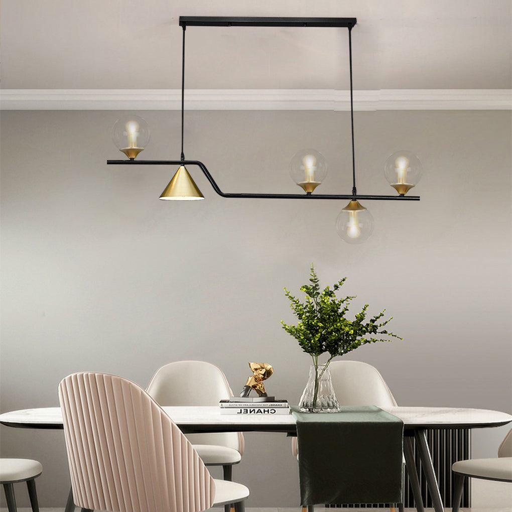 Nordic Glass Bubble LED Chandelier Modern Strip Cone Iron Pendant Light for Dining Room