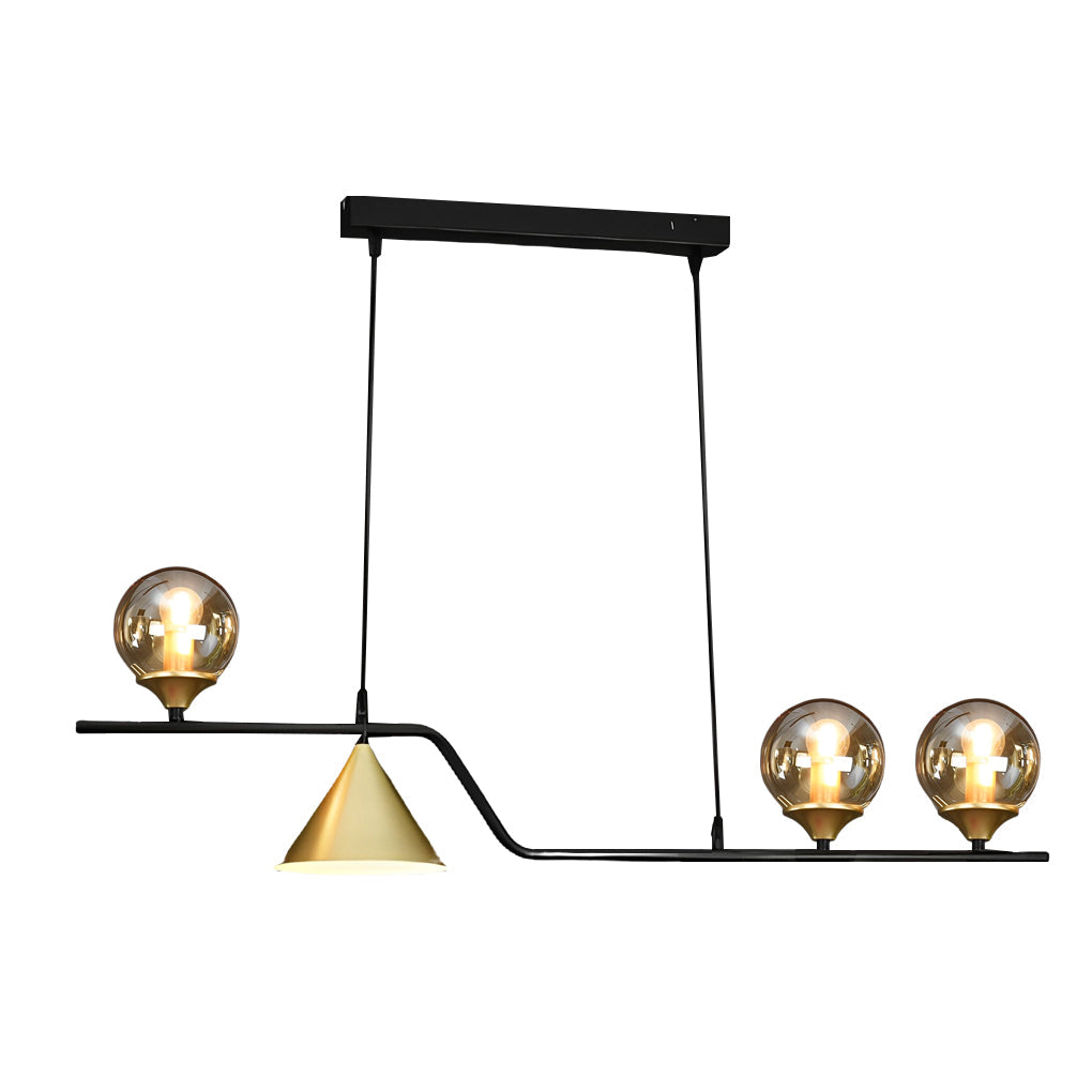 Nordic Glass Bubble LED Chandelier Modern Strip Cone Iron Pendant Light for Dining Room