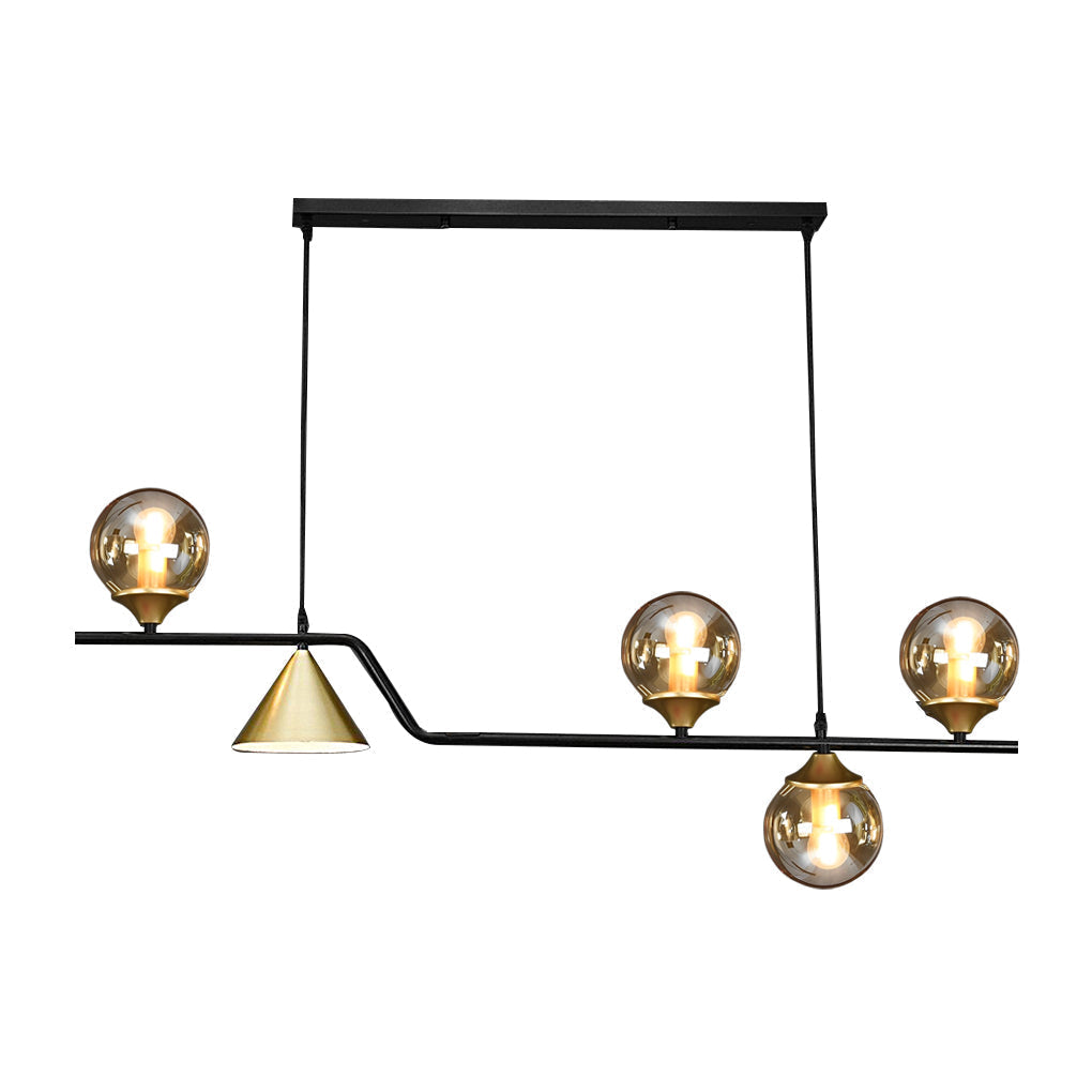 Nordic Glass Bubble LED Chandelier Modern Strip Cone Iron Pendant Light for Dining Room