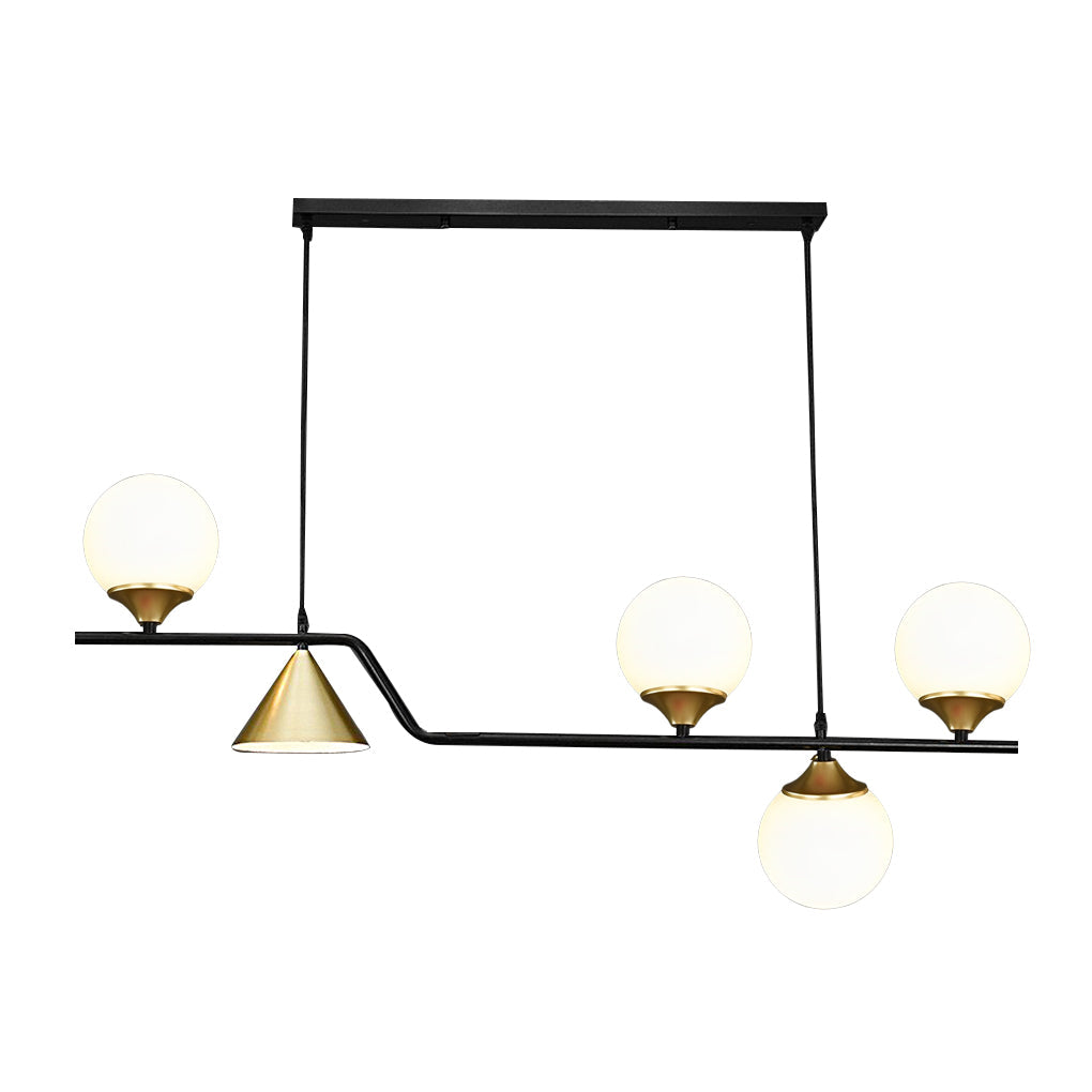 Nordic Glass Bubble LED Chandelier Modern Strip Cone Iron Pendant Light for Dining Room