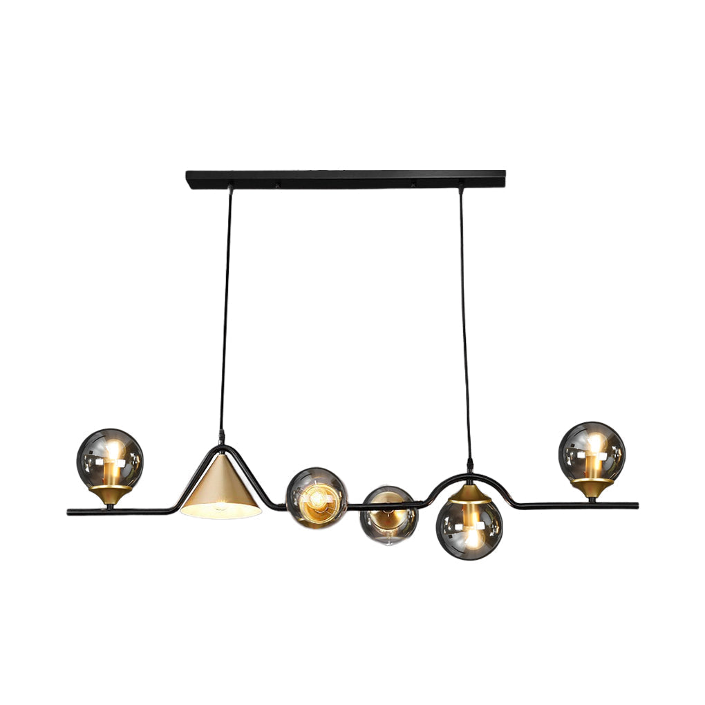 Nordic Glass Bubble LED Chandelier Modern Strip Cone Iron Pendant Light for Dining Room