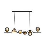 Nordic Glass Bubble LED Chandelier Modern Strip Cone Iron Pendant Light for Dining Room