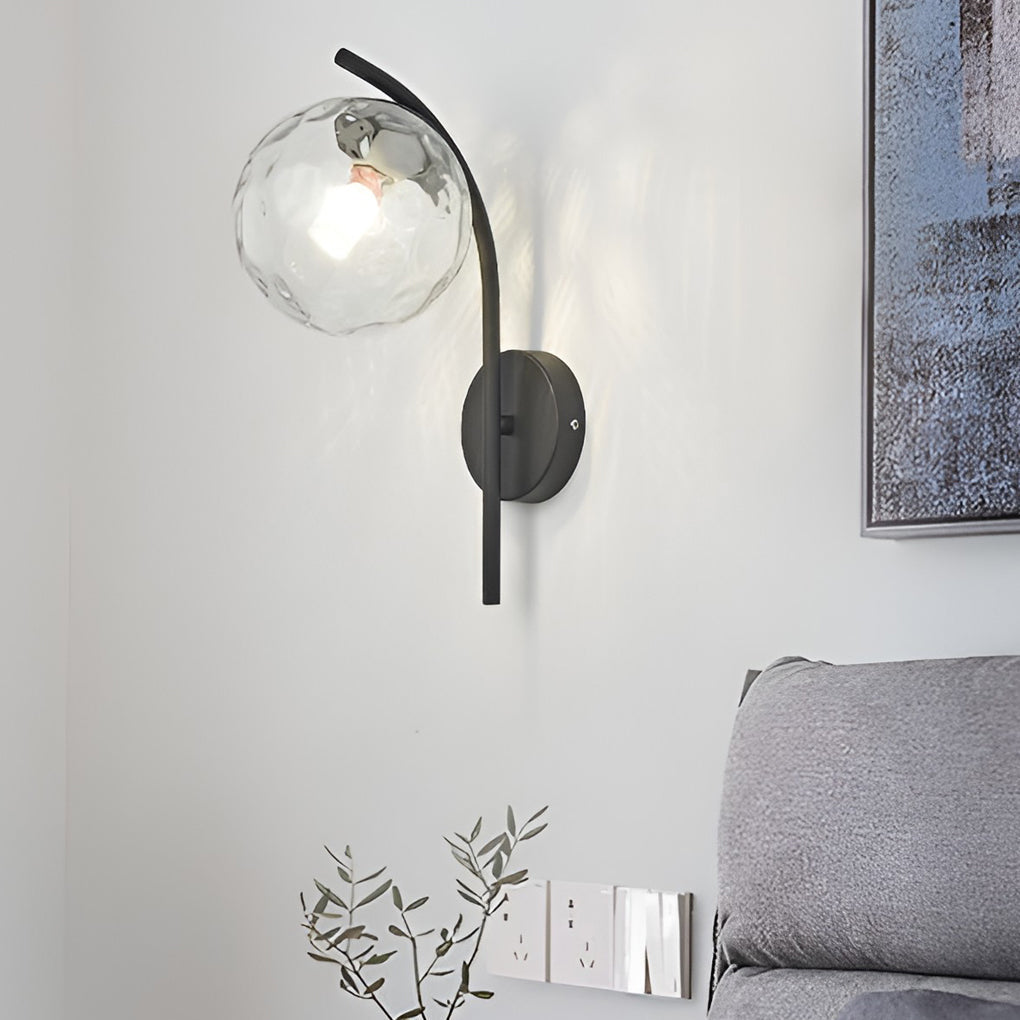 Nordic Glass Globe LED Wall Sconce Plug In Modern Indoor Wall Light for Living Room Gold
