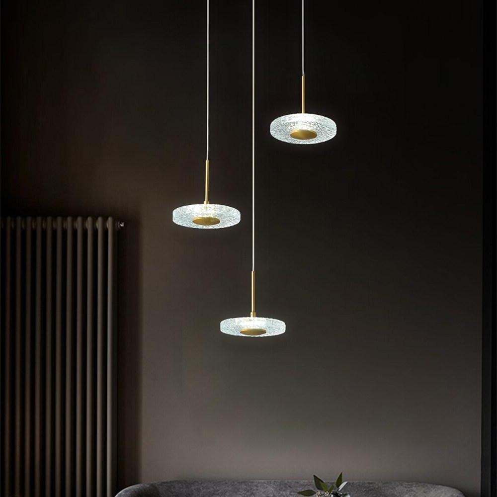 Nordic Gold Circular LED Pendant Light Modern Copper and Acrylic Hanging Ceiling Lamp