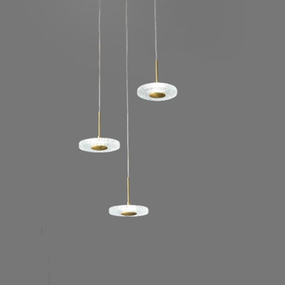 Nordic Gold Circular LED Pendant Light Modern Copper and Acrylic Hanging Ceiling Lamp