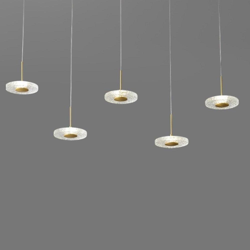 Nordic Gold Circular LED Pendant Light Modern Copper and Acrylic Hanging Ceiling Lamp
