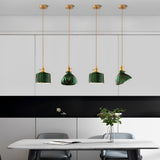 Nordic Green Glass Pendant Light with Copper Base Retro Emerald Hanging Lamp for Dining Room