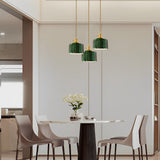Nordic Green Glass Pendant Light with Copper Base Retro Emerald Hanging Lamp for Dining Room