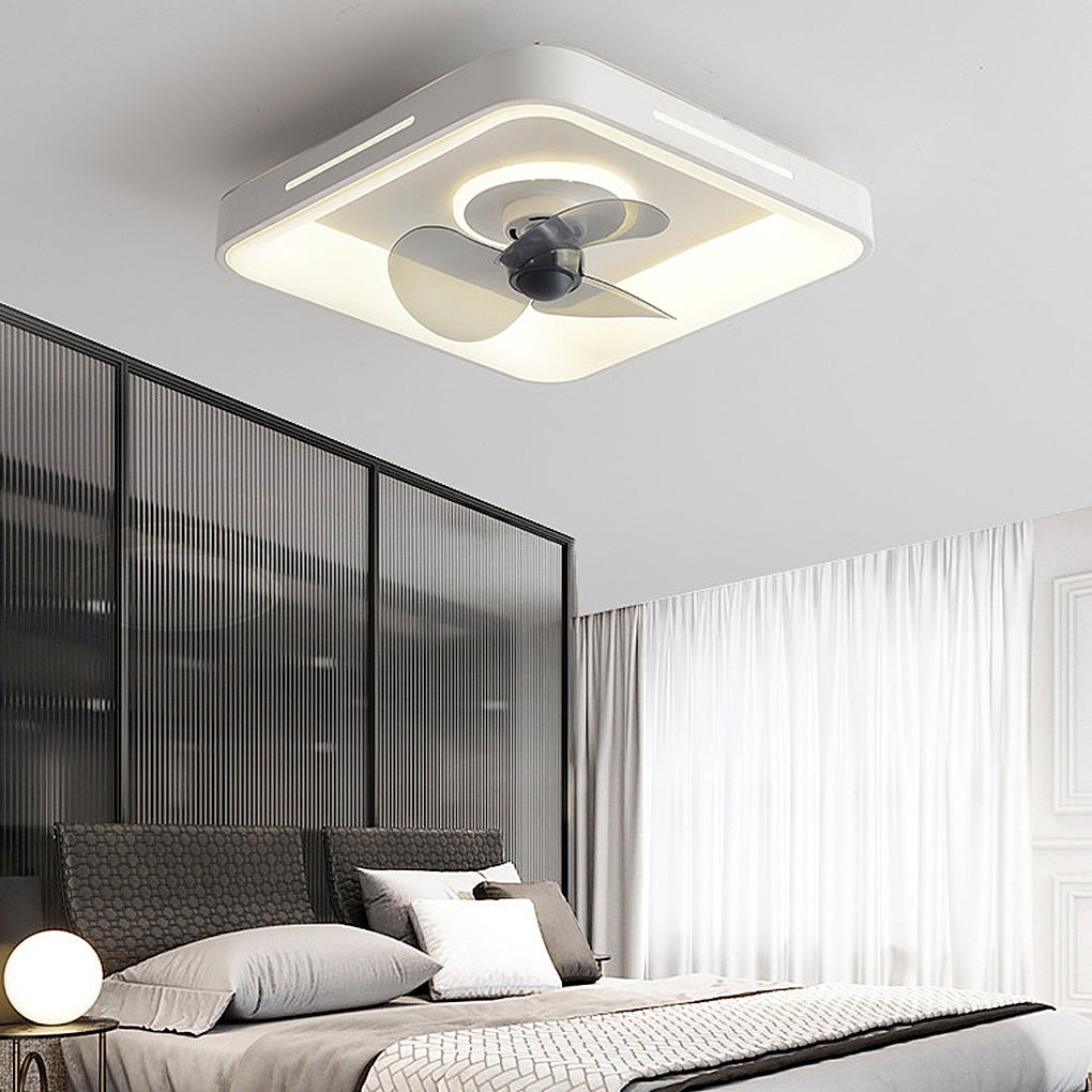 Silent Inverter Ceiling Fan with Dimmable LED Light Ultra Thin Flush Mount Fixture for Bedroom
