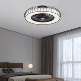 Modern Nordic Bladeless Ceiling Fan with Stepless Dimming Integrated LED Flush Mount Light Lamp
