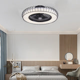Modern Nordic Bladeless Ceiling Fan with Stepless Dimming Integrated LED Flush Mount Light Lamp