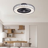 Modern Nordic Bladeless Ceiling Fan with Stepless Dimming Integrated LED Flush Mount Light Lamp