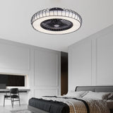 Modern Nordic Bladeless Ceiling Fan with Stepless Dimming Integrated LED Flush Mount Light Lamp