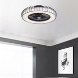 Modern Nordic Bladeless Ceiling Fan with Stepless Dimming Integrated LED Flush Mount Light Lamp