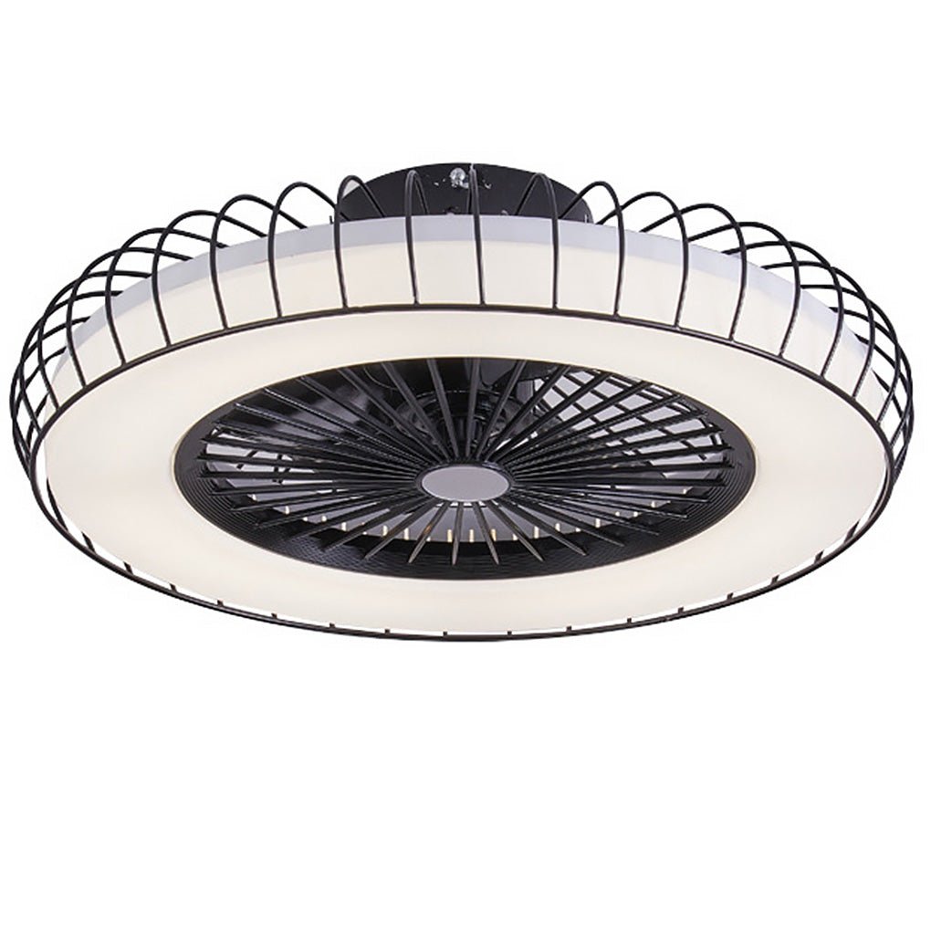 Modern Nordic Bladeless Ceiling Fan with Stepless Dimming Integrated LED Flush Mount Light Lamp