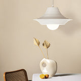 Nordic Iron Hat Pendant Light Modern Striped 3 Step Dimming Ceiling Hanging Lamp