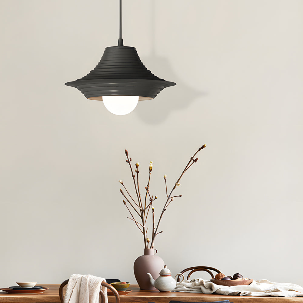 Nordic Iron Hat Pendant Light Modern Striped 3 Step Dimming Ceiling Hanging Lamp