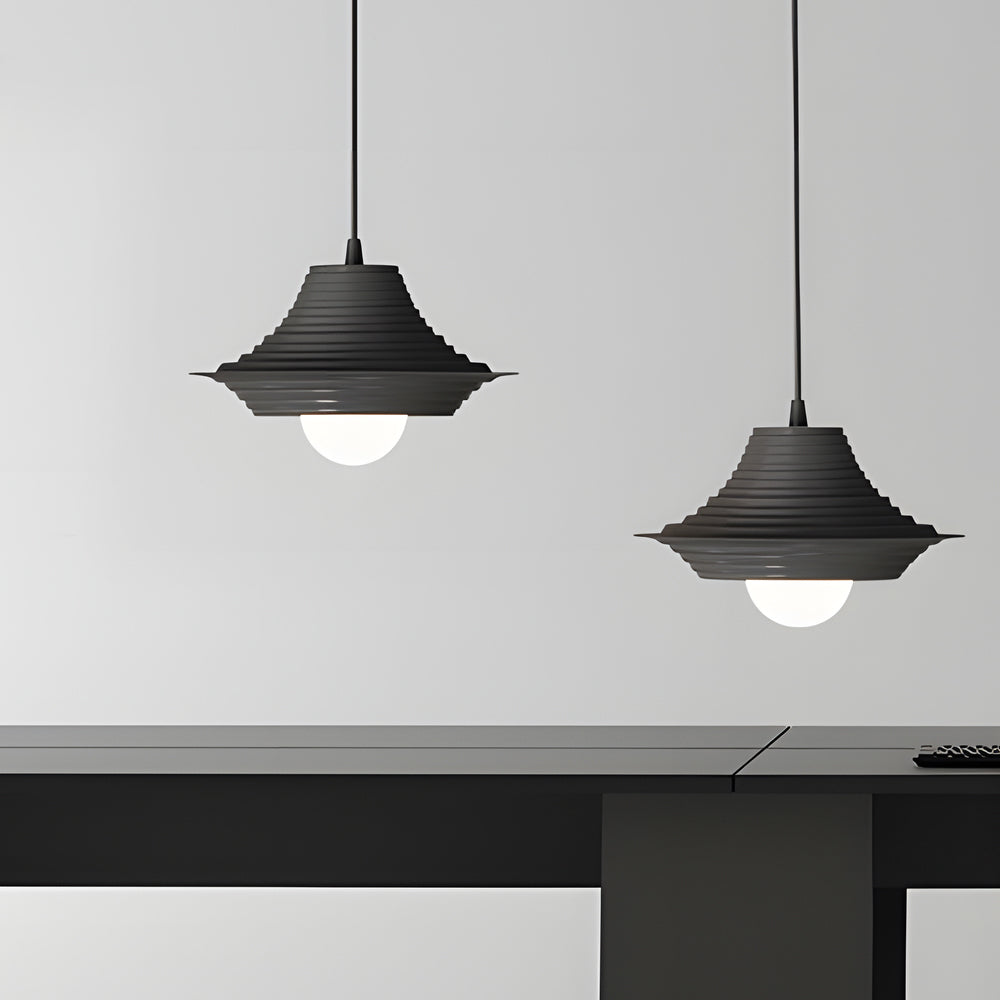 Nordic Iron Hat Pendant Light Modern Striped 3 Step Dimming Ceiling Hanging Lamp