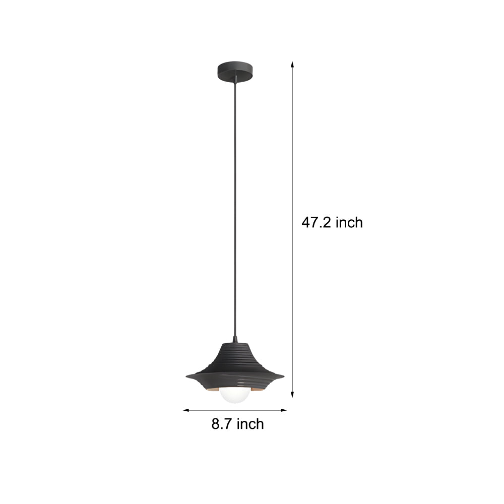 Nordic Iron Hat Pendant Light Modern Striped 3 Step Dimming Ceiling Hanging Lamp
