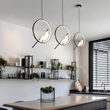 Nordic Magpie Bird LED Ring Pendant Light for Dining Room and Kitchen Island in Gold and Black