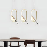 Nordic Magpie Bird LED Ring Pendant Light for Dining Room and Kitchen Island in Gold and Black