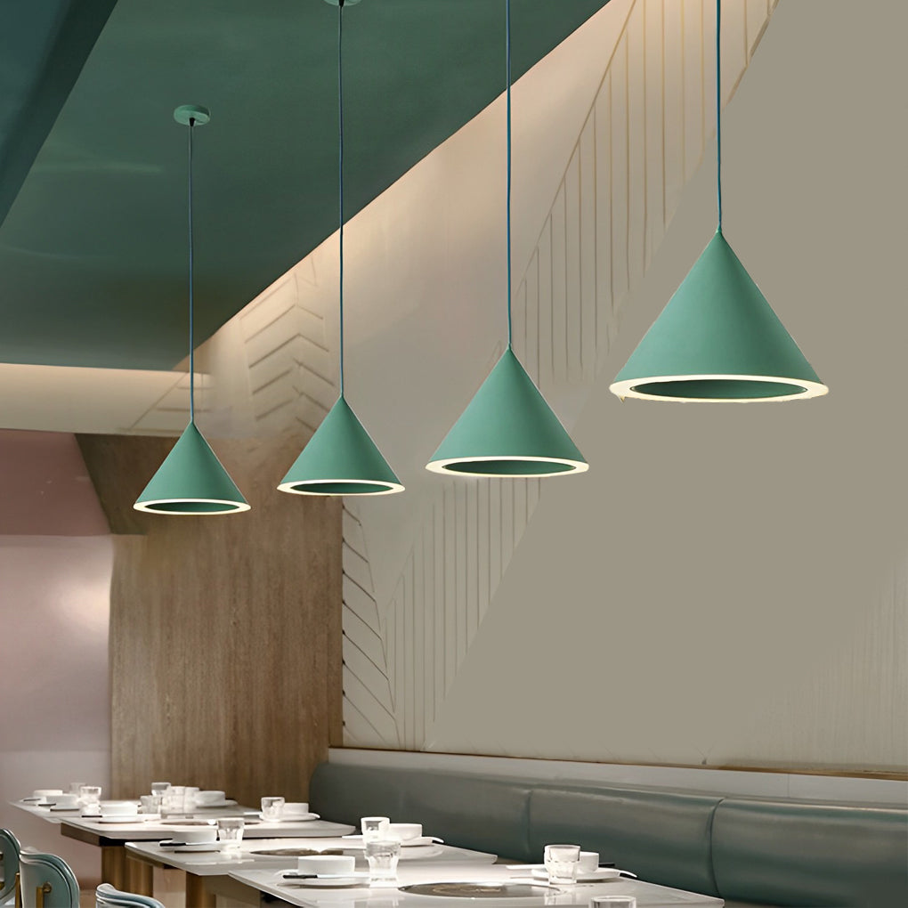 Nordic Minimalist Conical LED Pendant Light Colorful Macaron Kitchen Island Hanging Lamp