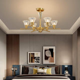 Nordic Modern Copper Chandelier with Clear Glass Shades for Living Dining Room