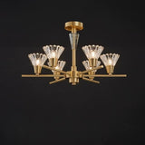 Nordic Modern Copper Chandelier with Clear Glass Shades for Living Dining Room