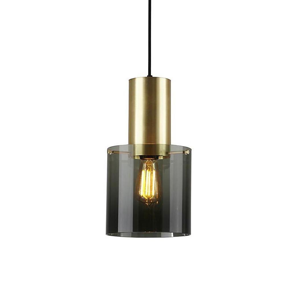 Nordic Modern Cylindrical Glass Pendant Light Industrial Metal Hanging Fixture for Dining Room Kitchen