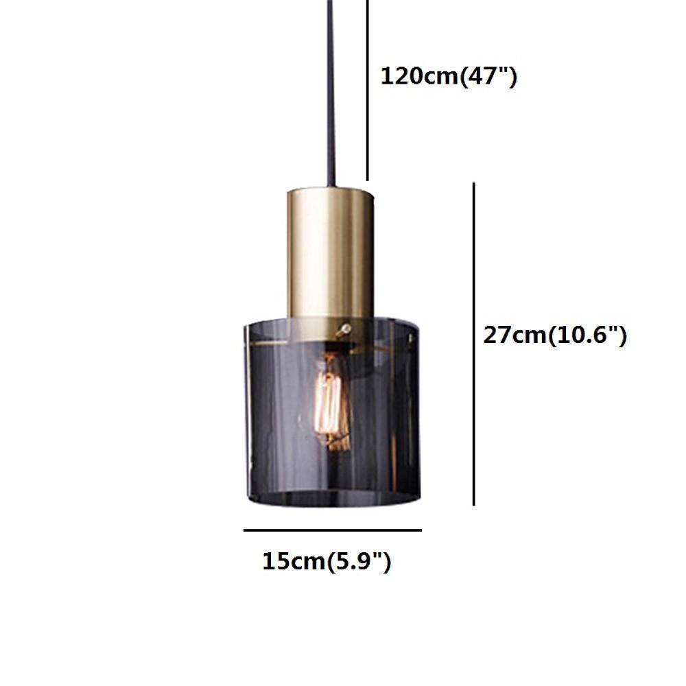 Nordic Modern Cylindrical Glass Pendant Light Industrial Metal Hanging Fixture for Dining Room Kitchen