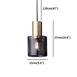 Nordic Modern Cylindrical Glass Pendant Light Industrial Metal Hanging Fixture for Dining Room Kitchen