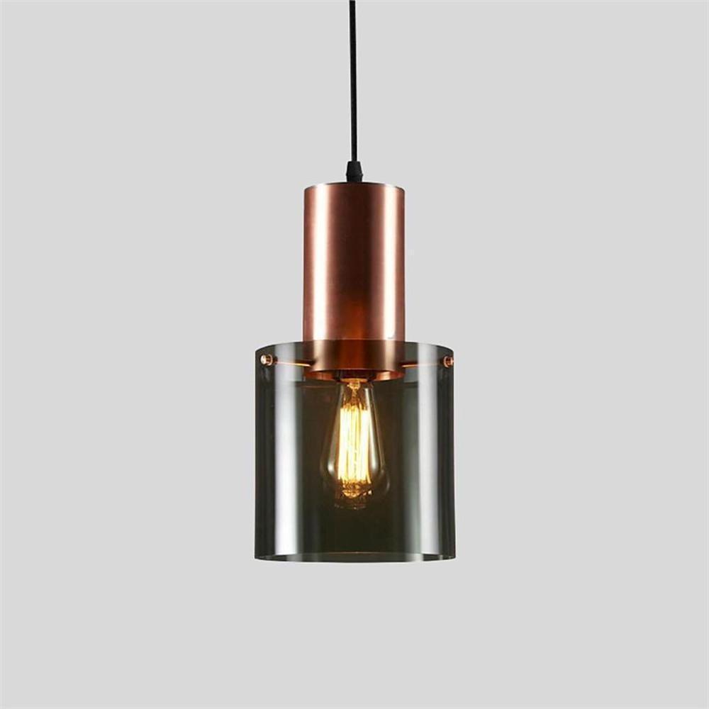 Nordic Modern Cylindrical Glass Pendant Light Industrial Metal Hanging Fixture for Dining Room Kitchen