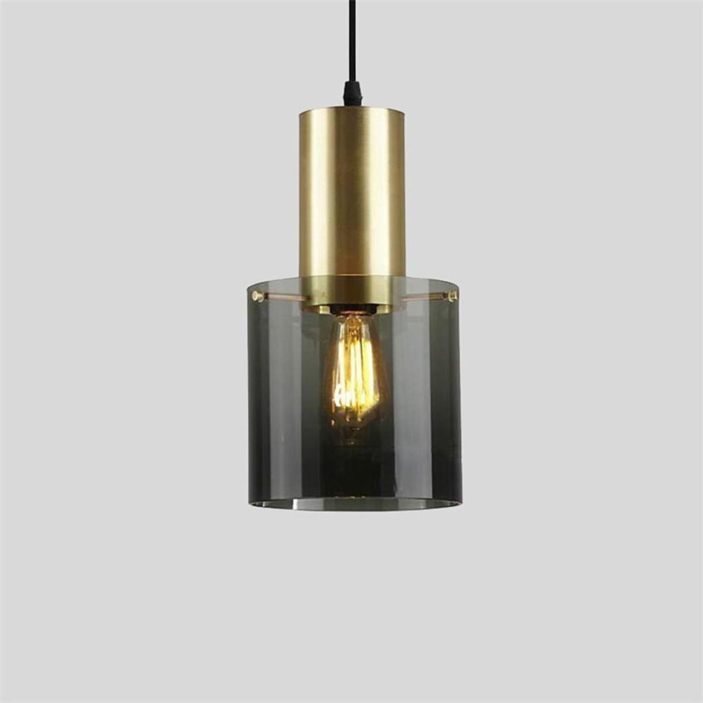 Nordic Modern Cylindrical Glass Pendant Light Industrial Metal Hanging Fixture for Dining Room Kitchen