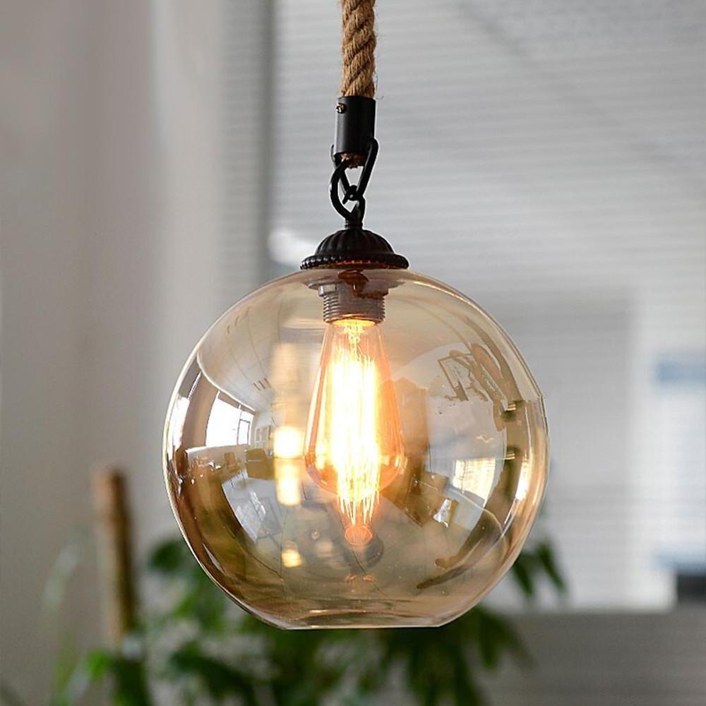 Nordic Modern Electroplated Glass Globe Pendant Light LED Ceiling Chandelier for Dining Room Kitchen