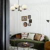 Nordic Modern Glass Globe Chandelier with Electroplating Iron Finish for Living Room 4 or 5 Lights